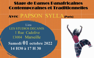 Samedi 1er octobre 2022 – Stage de danses panafricaines avec Papson Sylla
