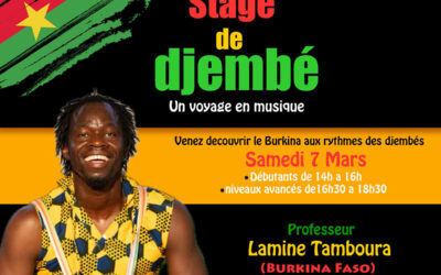 7 mars 2026 – Stage de Djembé avec Lamine Tamboura